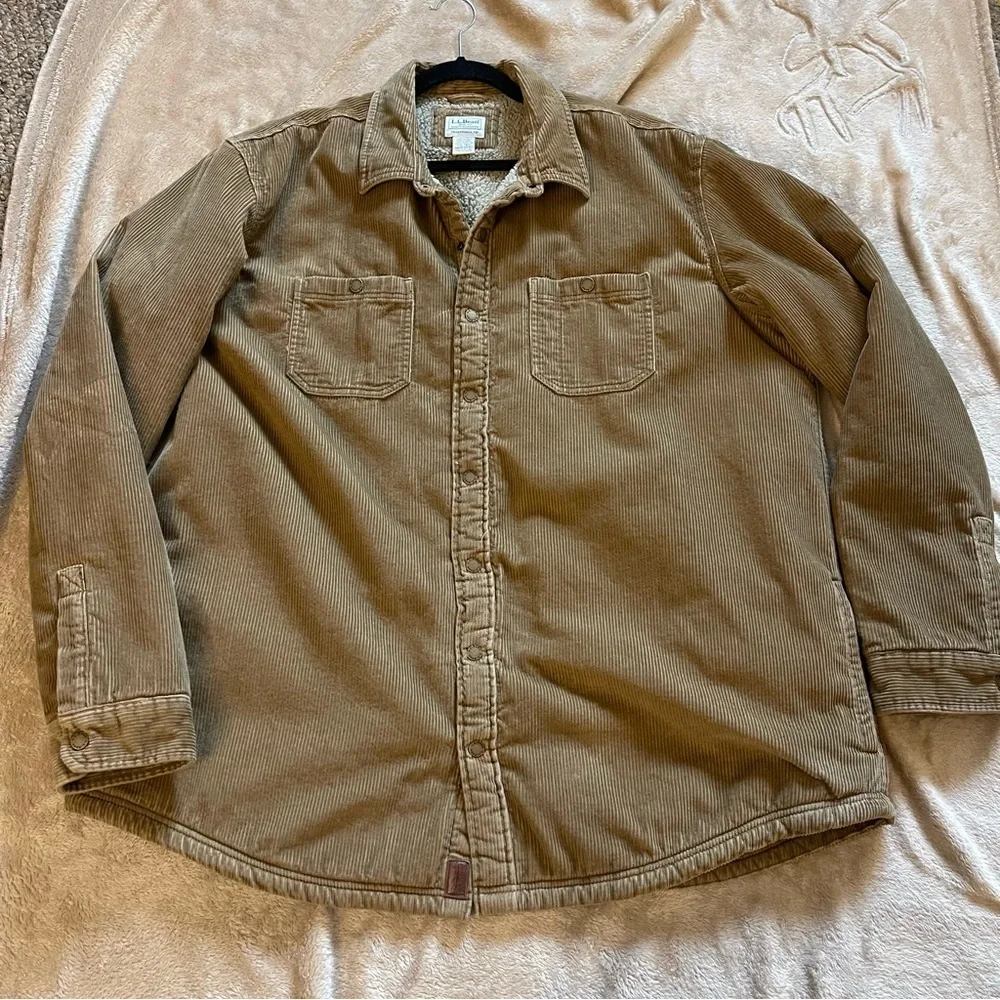L.L. Bean | Men's 1912 Heritage Sherpa Lined Corduroy Shirt Jacket Walnut | 2XLT